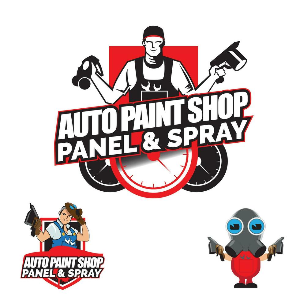 Auto Paint, car spray paint theme set vector