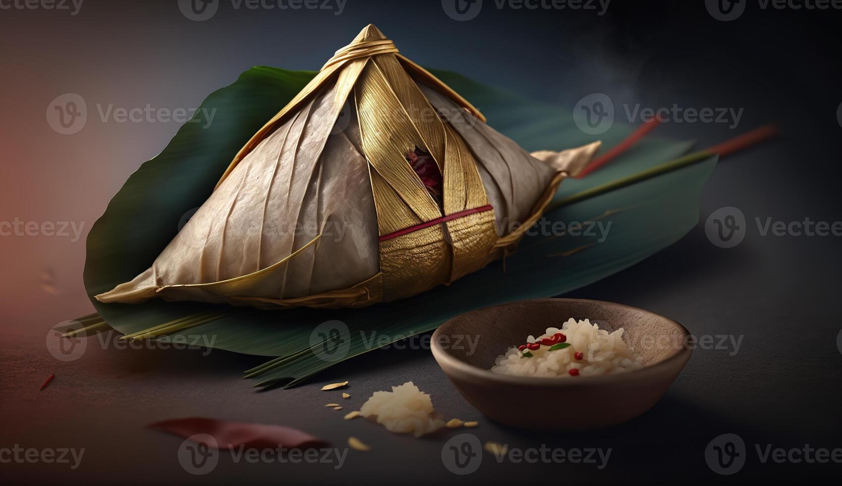 Zongzi Rice dumpling for Chinese traditional Dragon Boat Festival Duanwu Festival. . photo