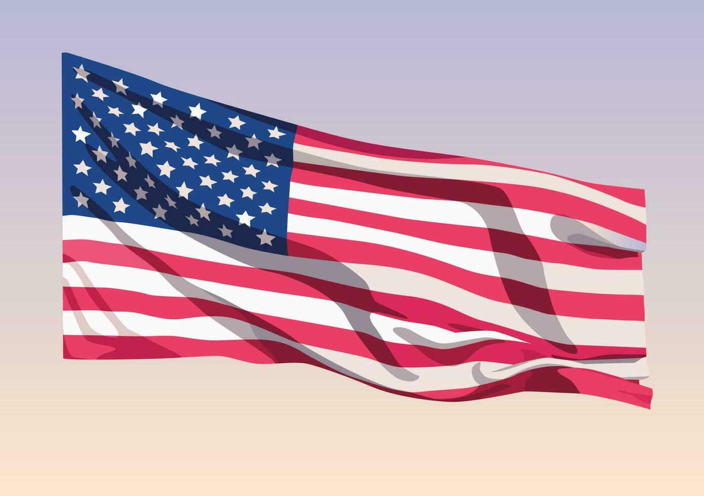The American flag is flying against the sky. Vector. vector