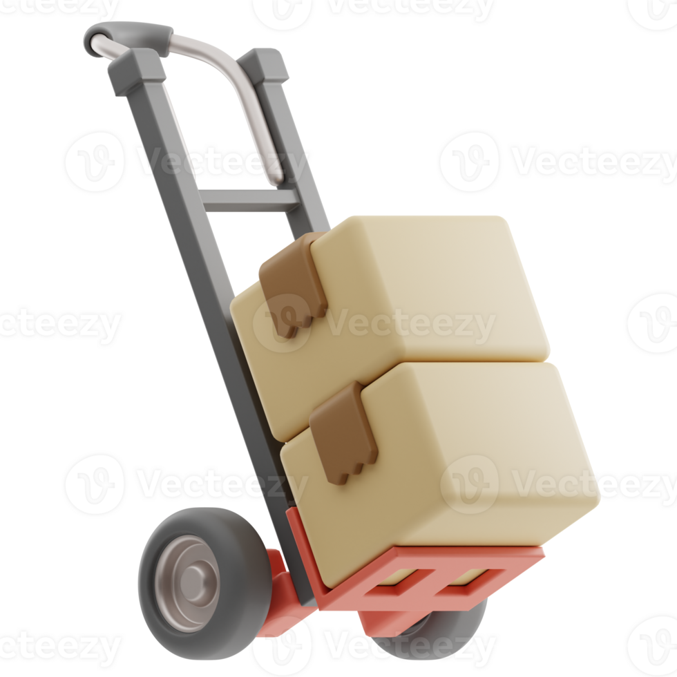 Hand truck Delivery 3D Illustration png