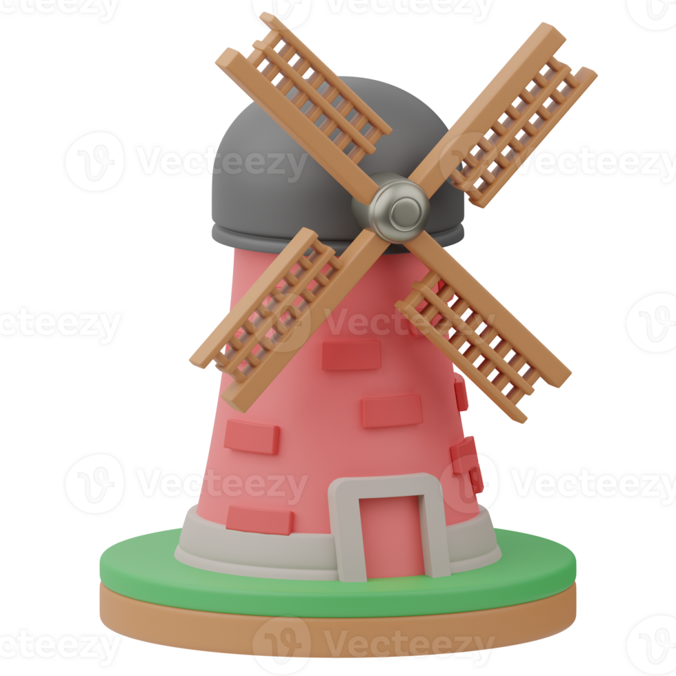 Windmill Agriculture 3D Illustration png