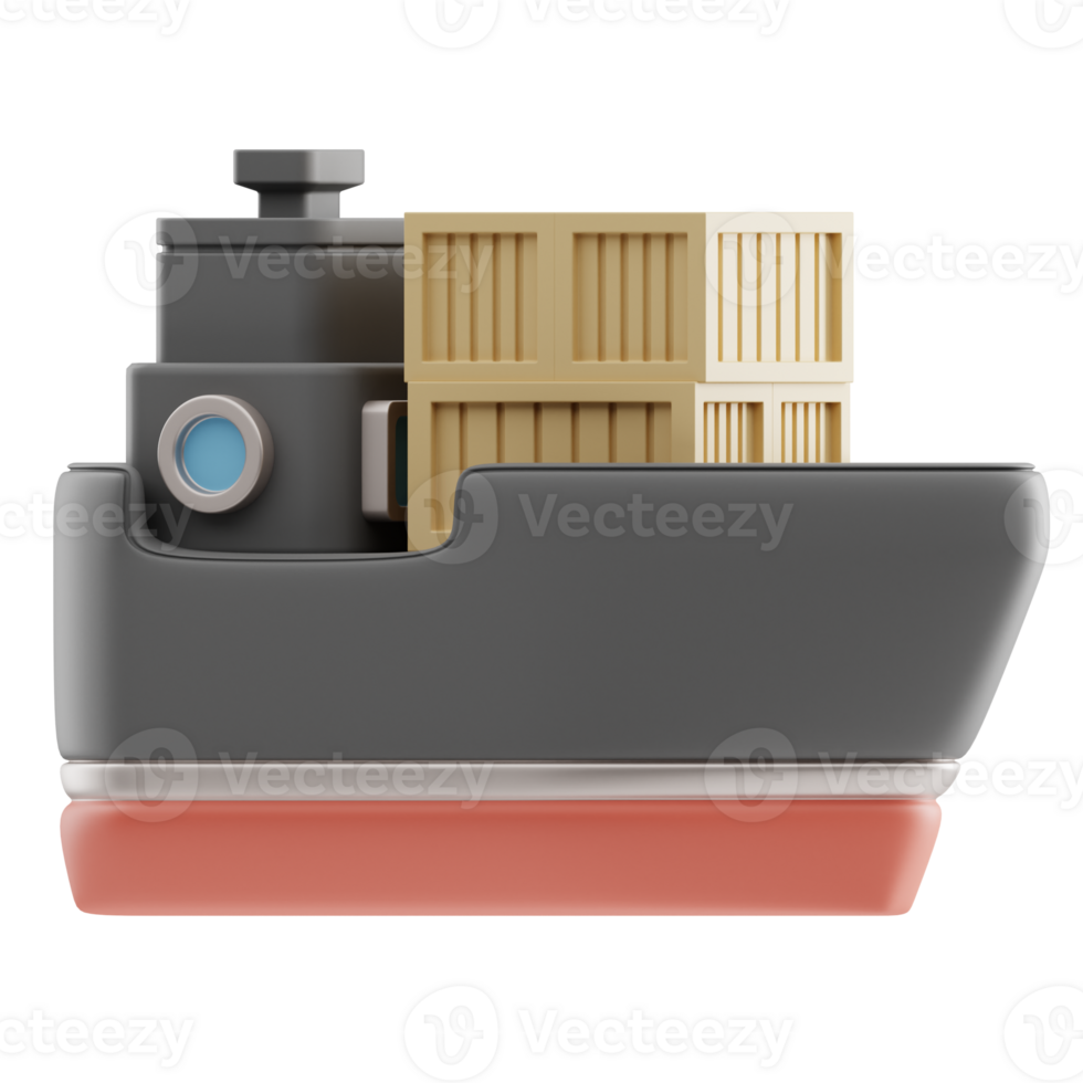 Cargo Ship Delivery 3D Illustration png