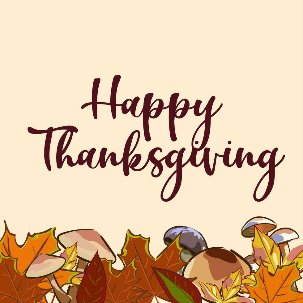 Happy Thanksgiving Background with colorful leaves and autumn vegetables Vector. vector