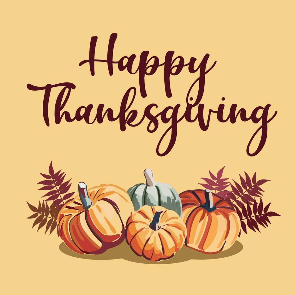 Happy Thanksgiving Background with colorful leaves and autumn vegetables Vector. vector