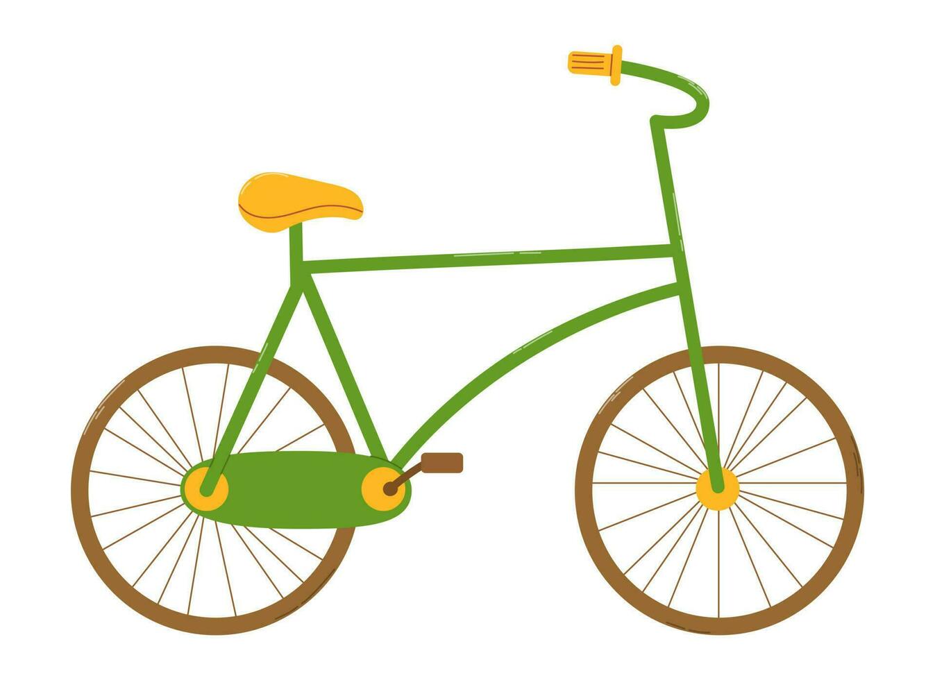 Isolated green bicycle in flat style on white background. Vector colorful illustration for decoration. Summer recreation