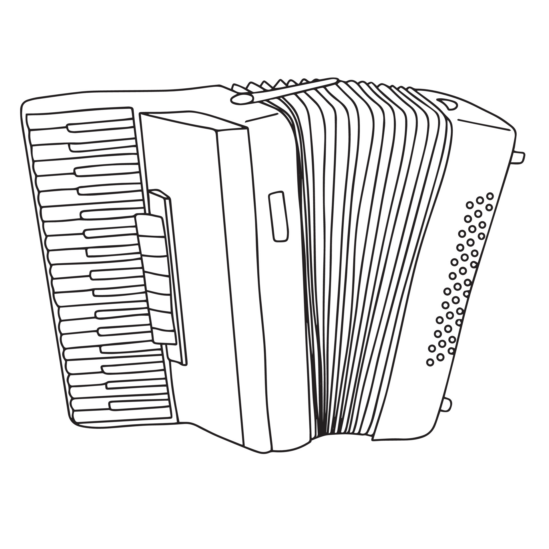 Accordion in doodle style. Musical instrument. Vector illustration