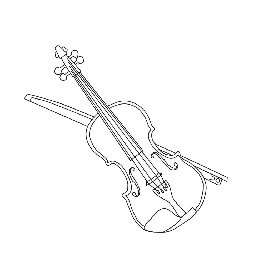 Violin in doodle style. Musical instrument. Vector illustration.