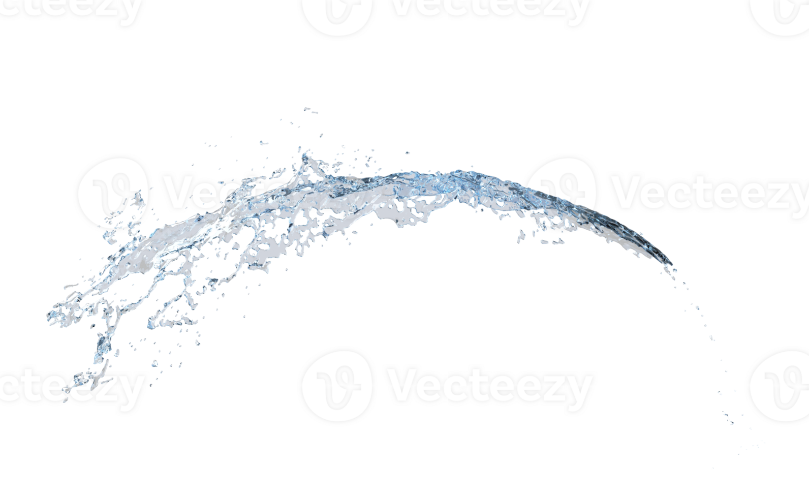 Éclaboussure d'eau 3d transparente, eau bleue claire dispersée autour d'isolement. illustration de rendu 3d png