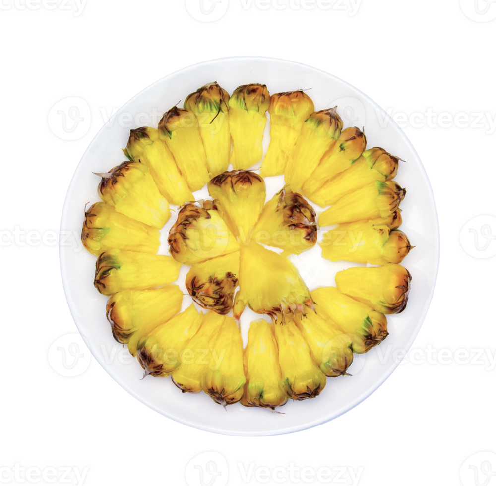 Pineapple slice on a plate isolated png