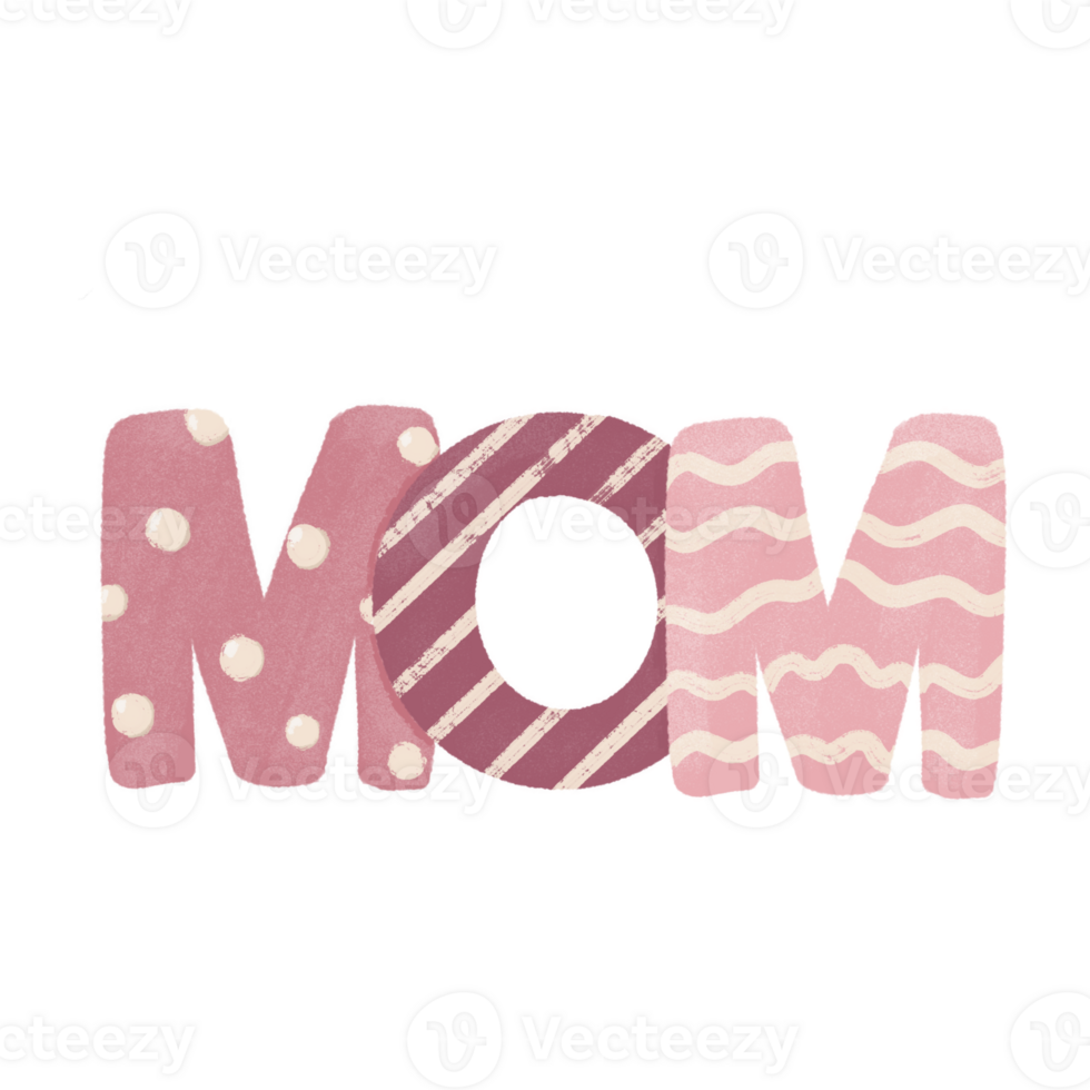 Mom word letter cute design png