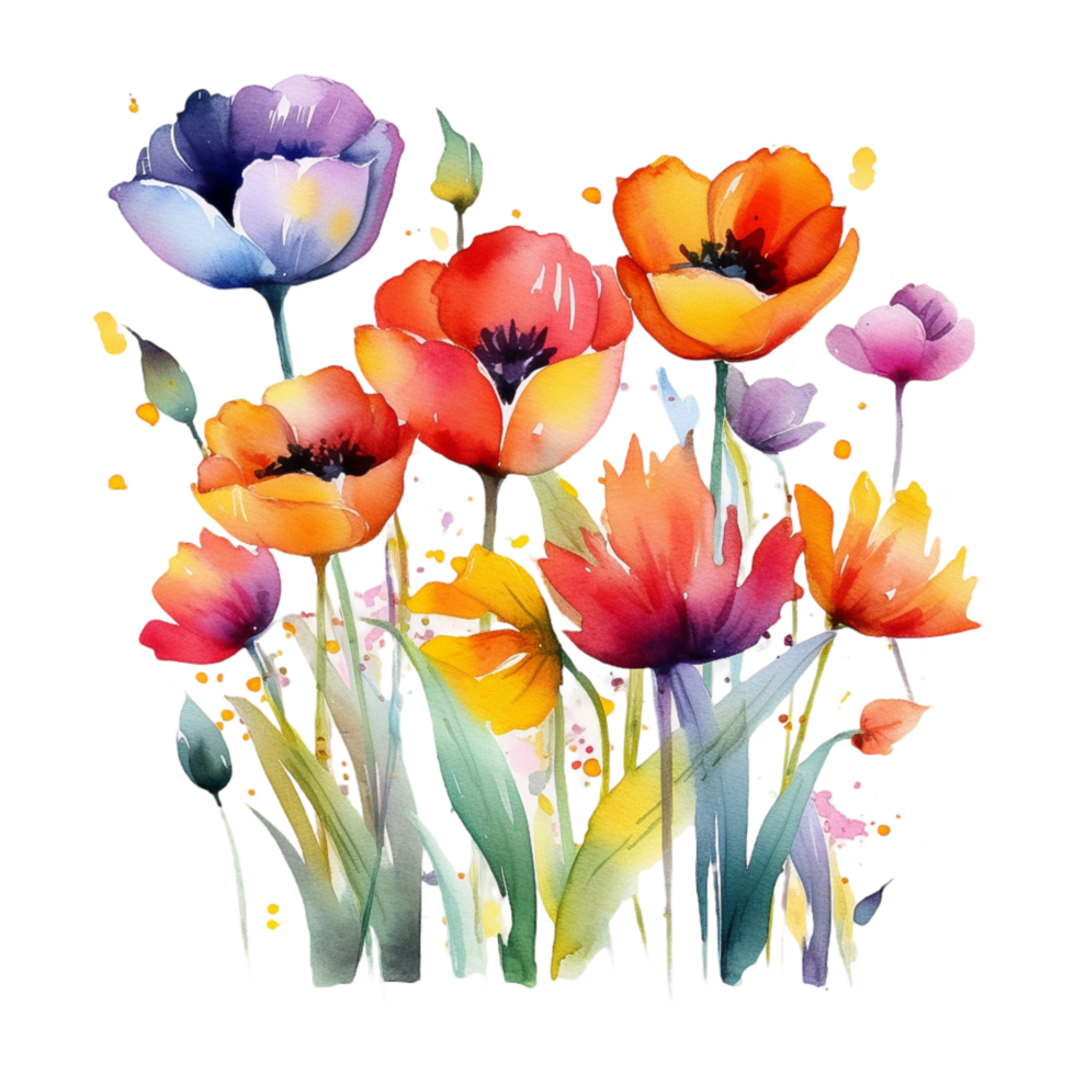 Colorful spring flowers png