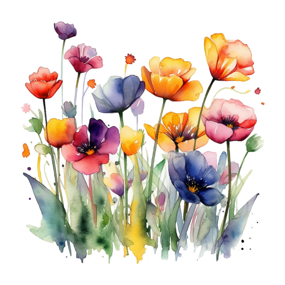 Colorful spring flowers png