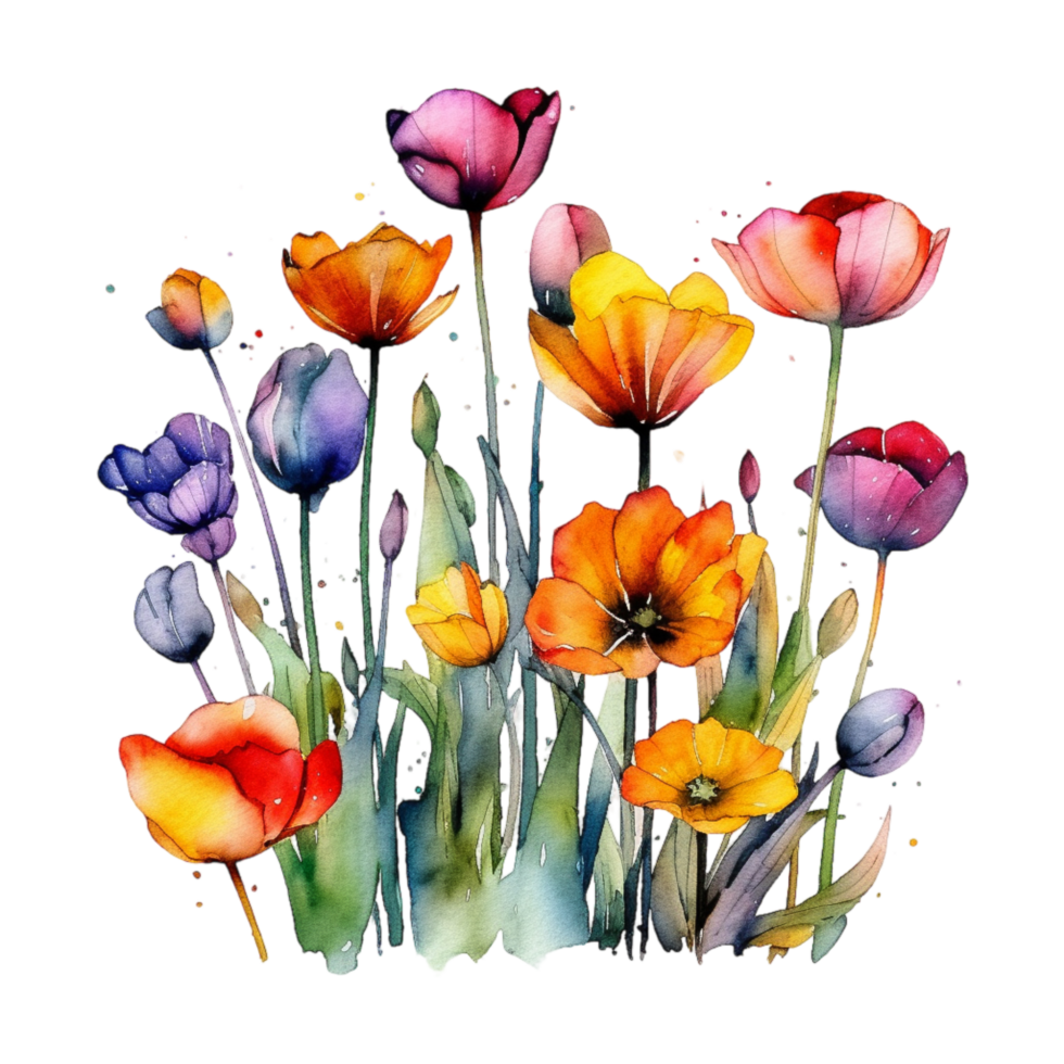 Colorful spring flowers png
