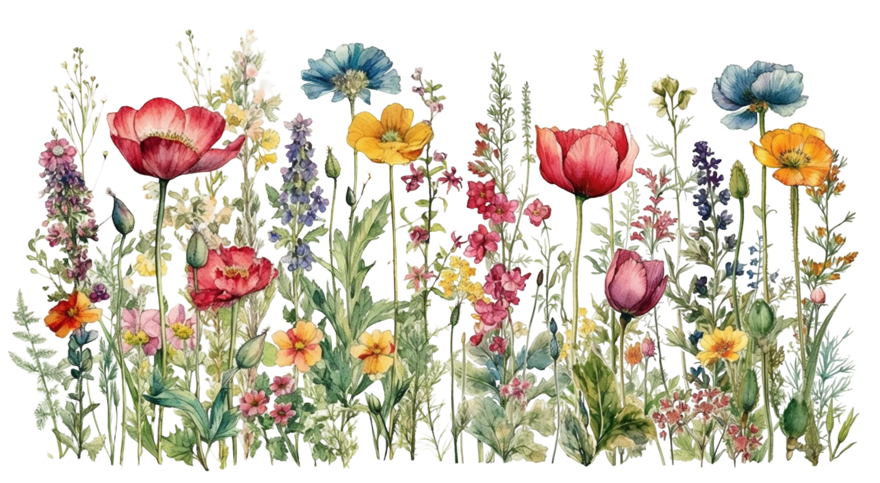 Spring flowers watercolor, png