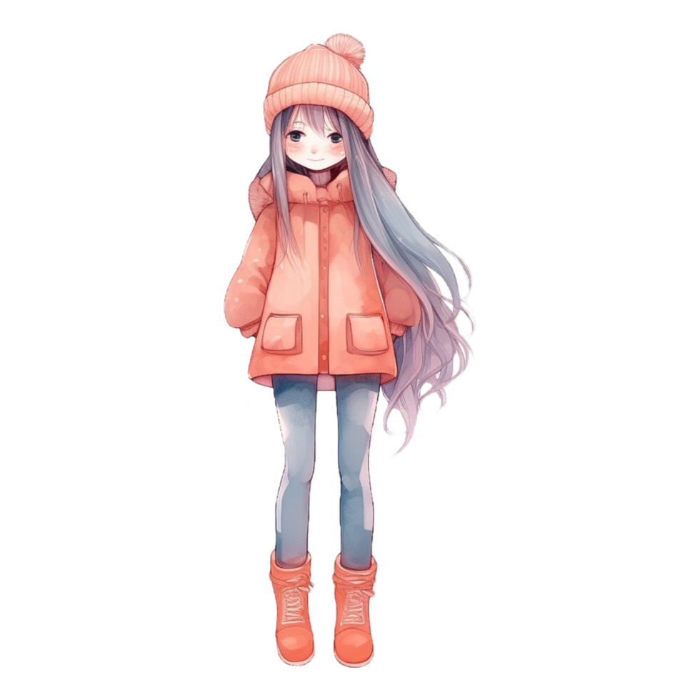 Cute girl watercolor, png