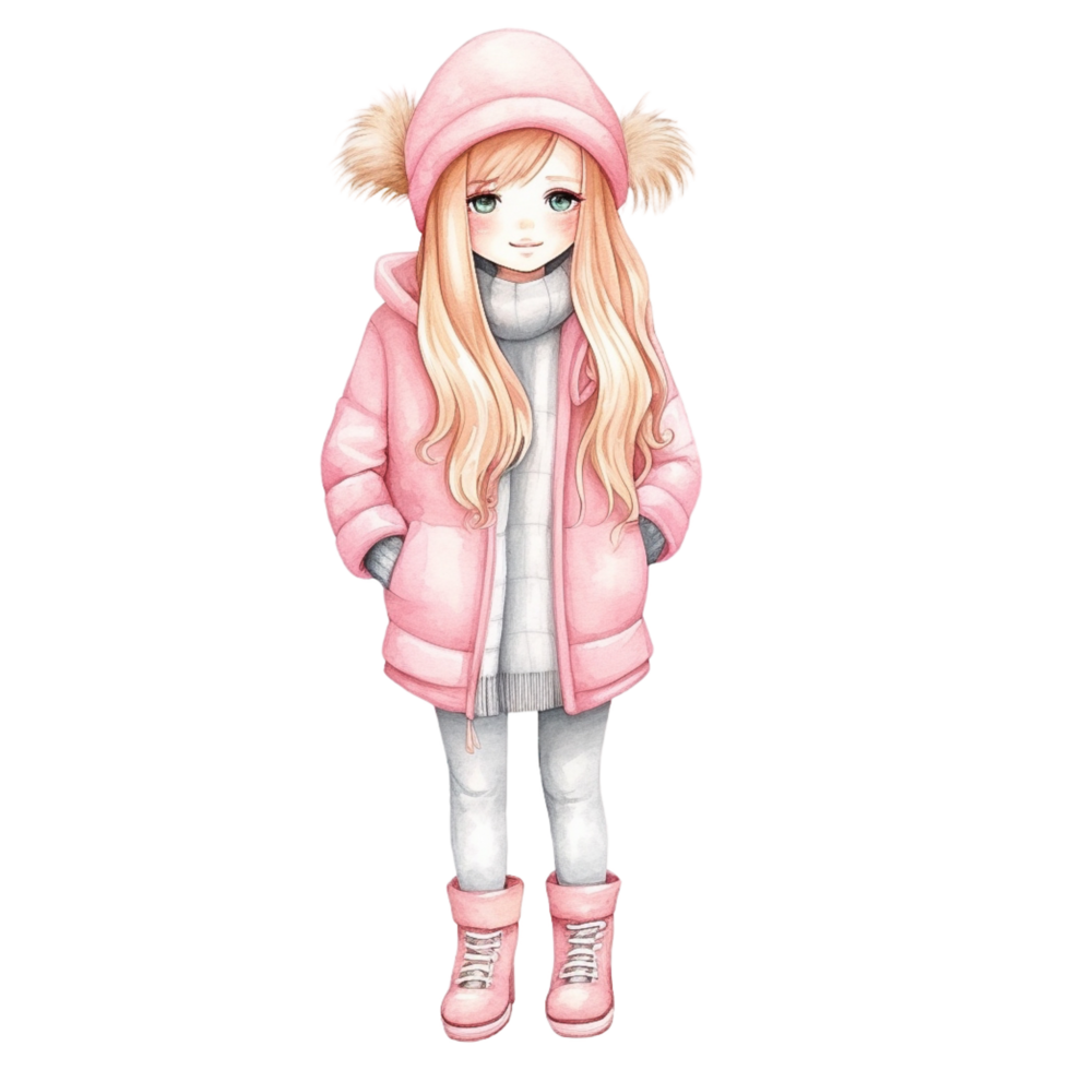 Cute girl watercolor, png