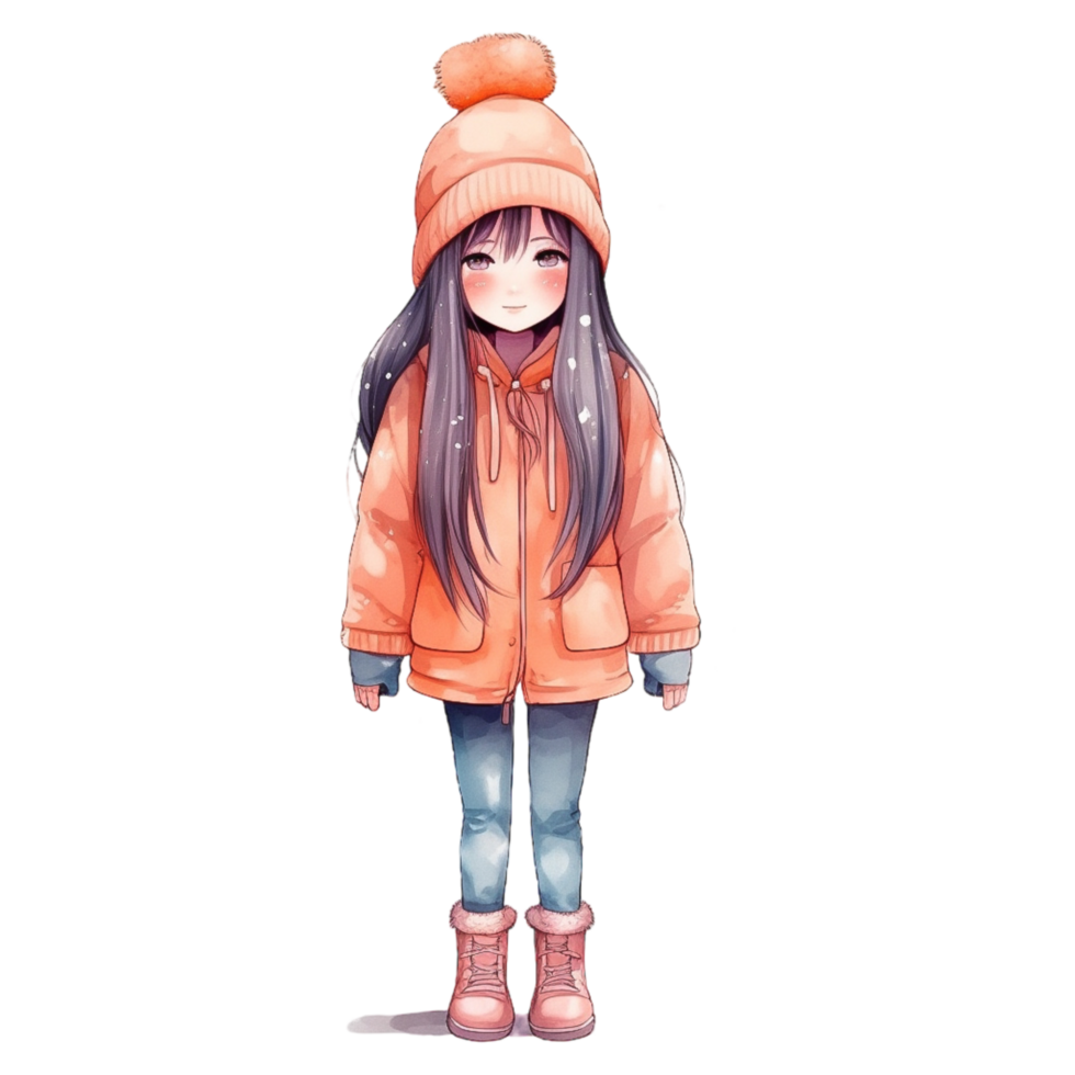 Cute girl watercolor, png