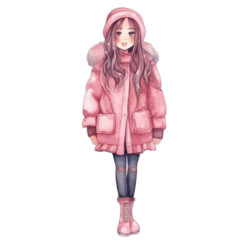 Cute girl watercolor, png