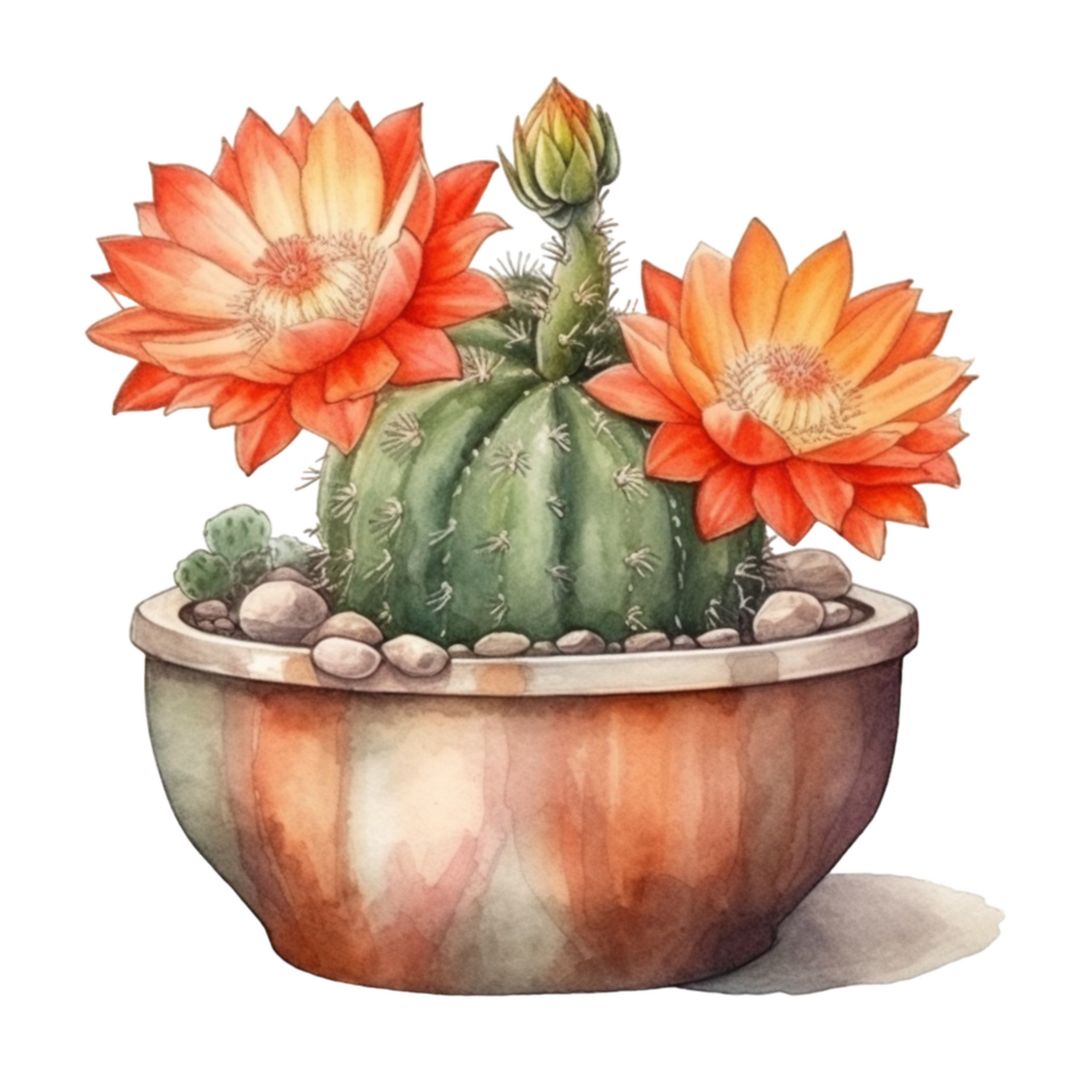 Cactus in flower pot, decorative plant in garden, png