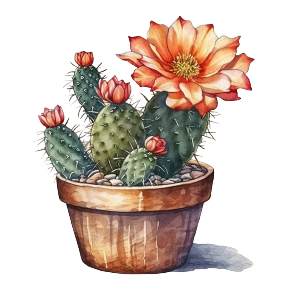 Cactus in flower pot, decorative plant in garden, png