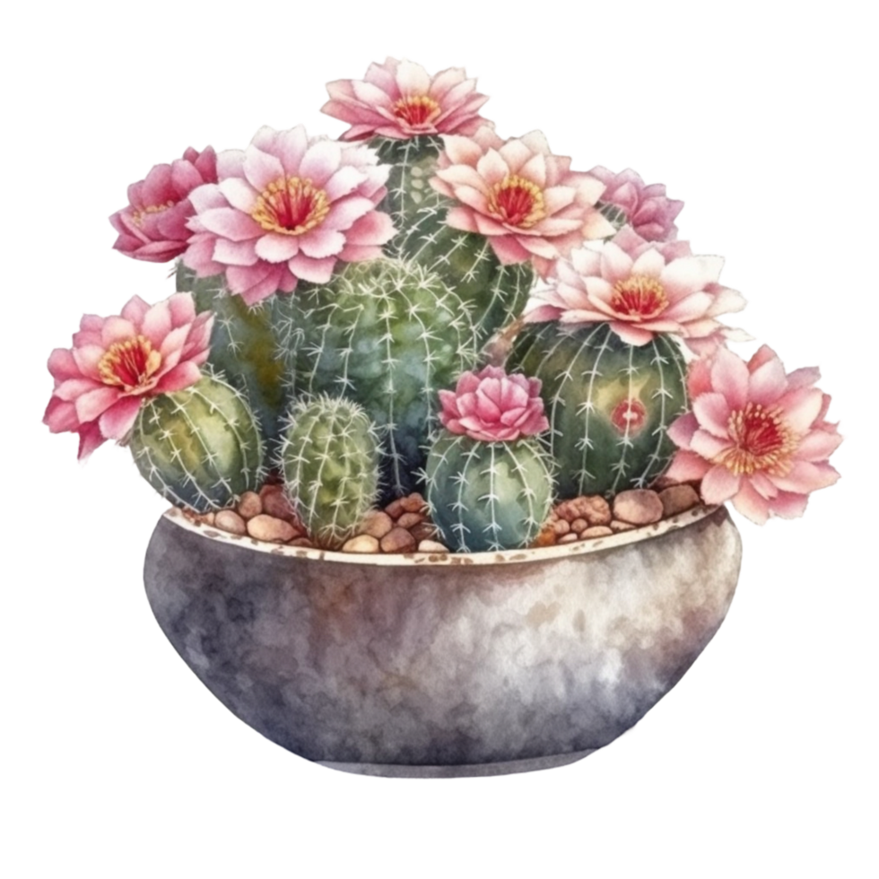 cactus dans fleur pot, décoratif plante dans jardin, ai généré png