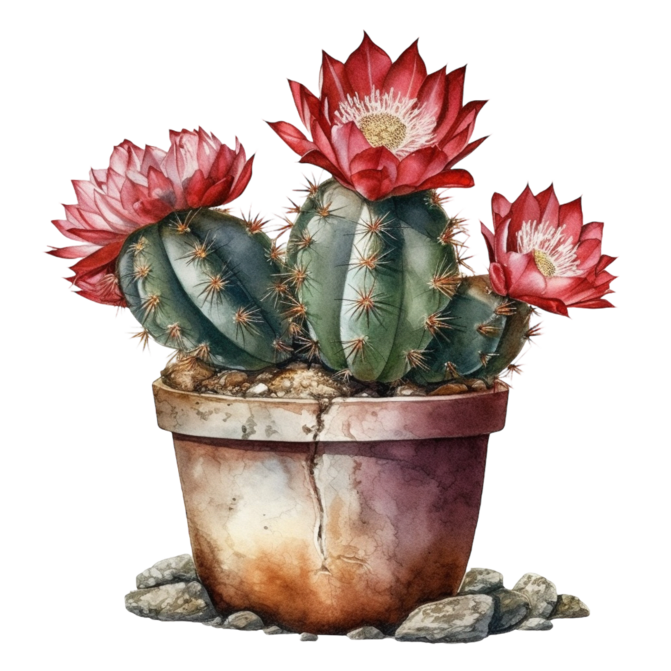 cactus dans fleur pot, décoratif plante dans jardin, ai généré png