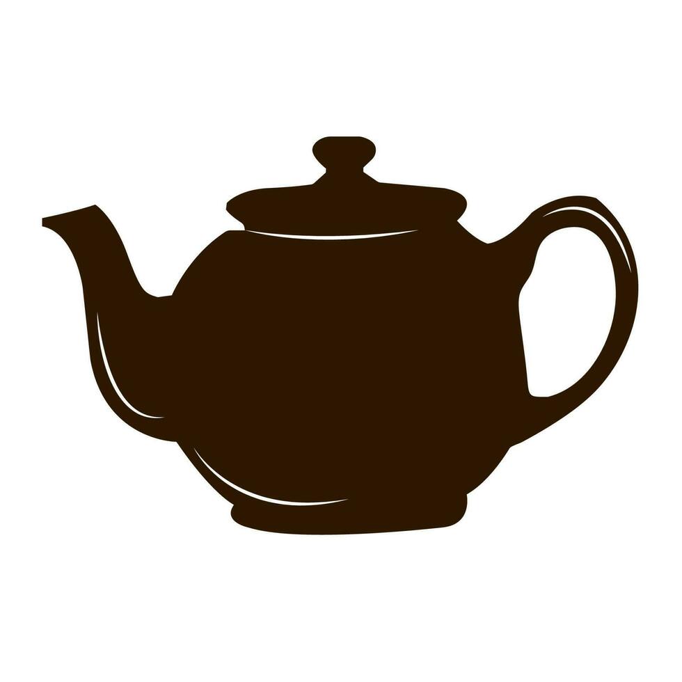 outline of a large pot-bellied vintage teapot vector