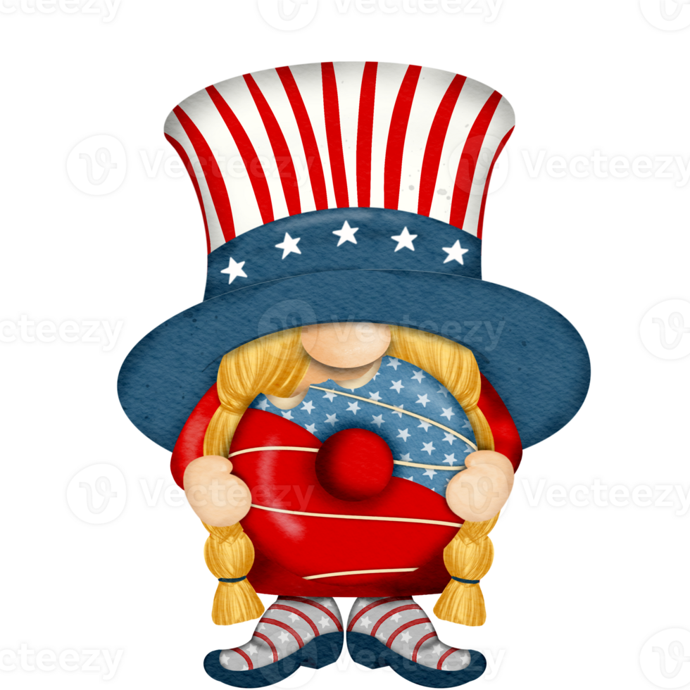 4th of july america independence gnomes character Digital painting watercolor png