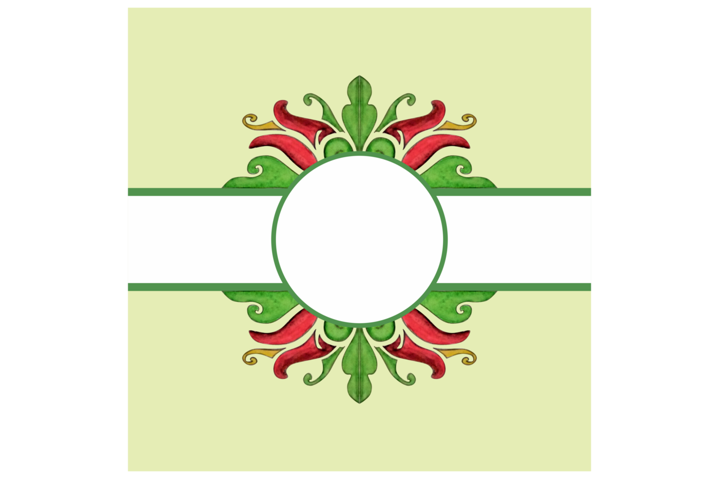 Green Background With Red Flower And Flora Ornament Border Design png