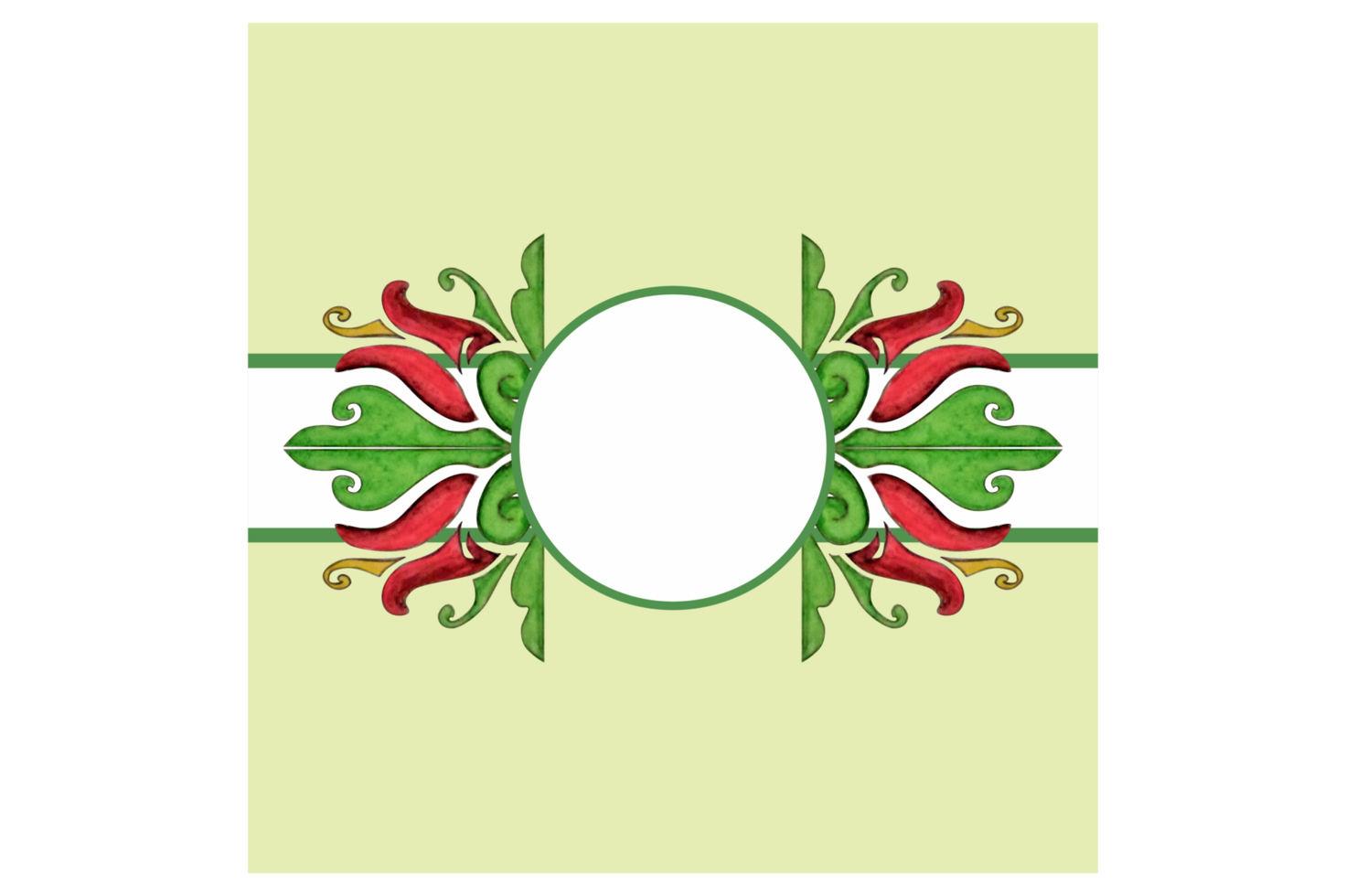 Green Background With Red Flower And Flora Ornament Border Design png
