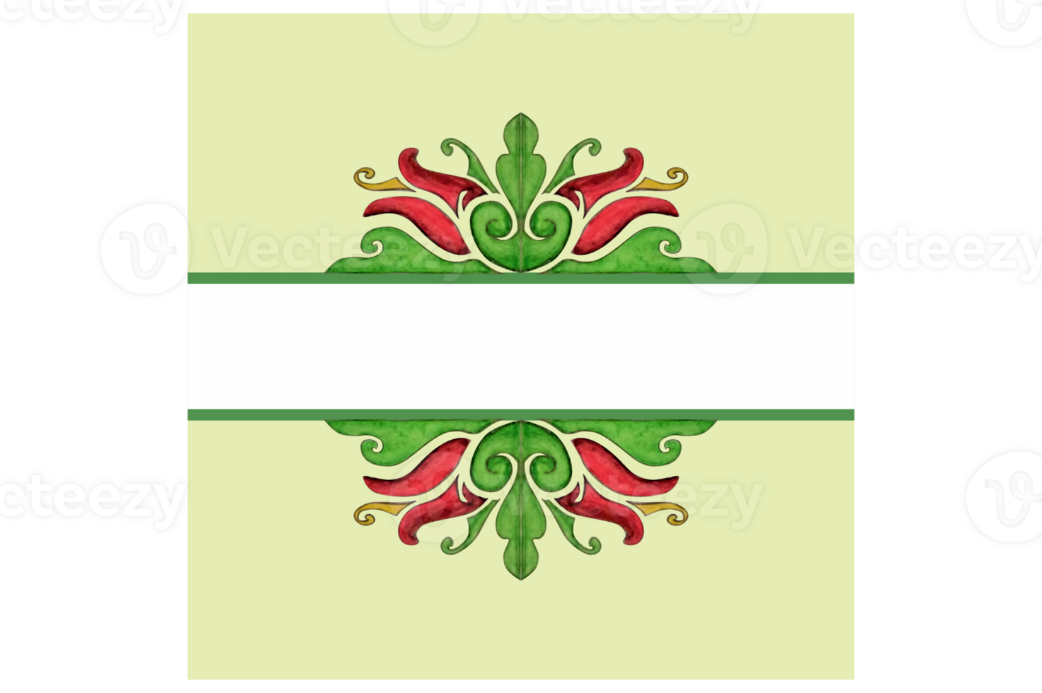 Green Background With Red Flower And Flora Ornament Border Design png