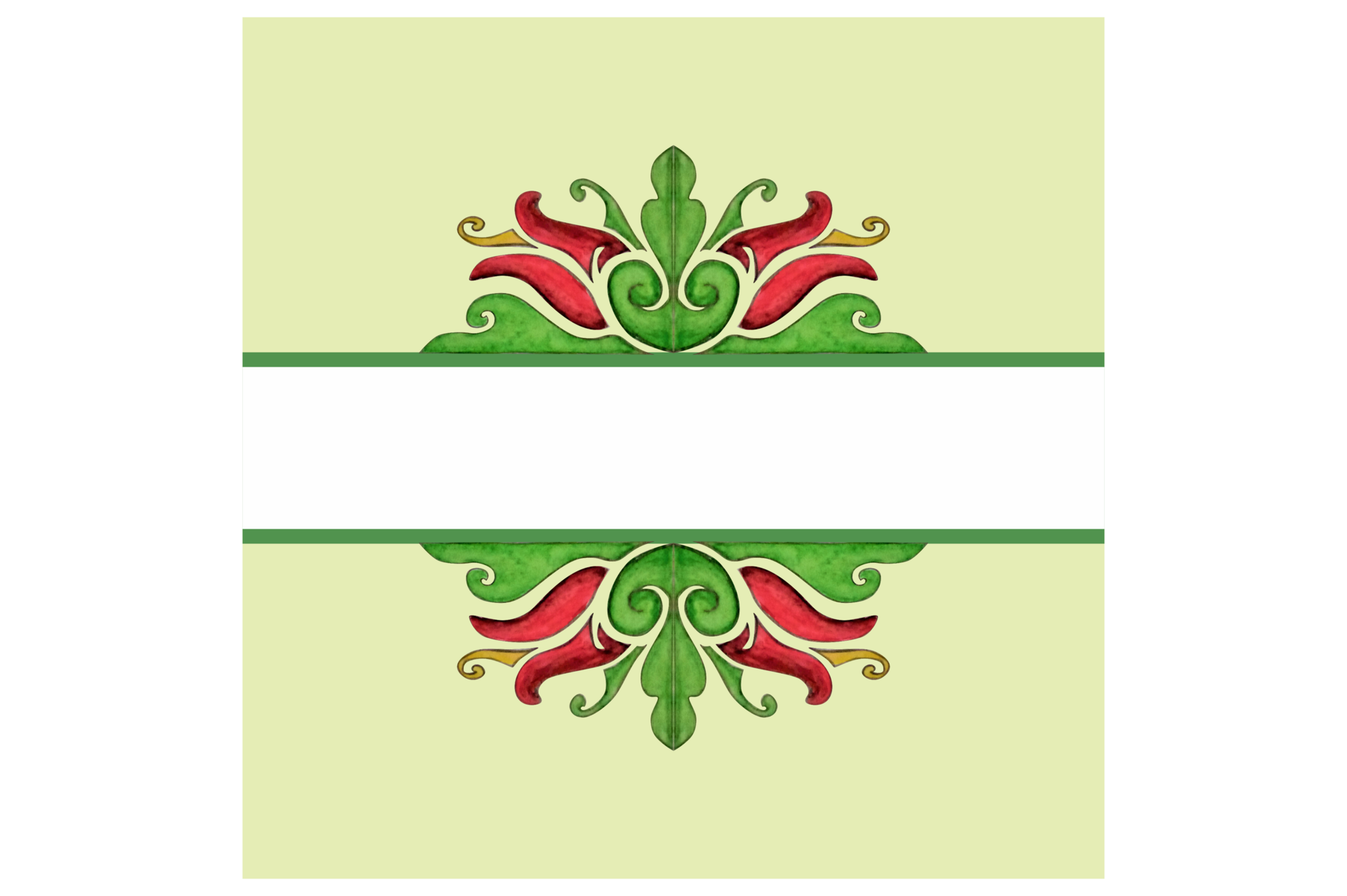 Green Background With Red Flower And Flora Ornament Border Design