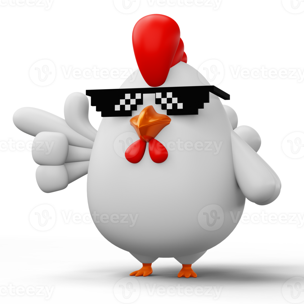 carino cartone animato pollo, animale carattere, 3d interpretazione png