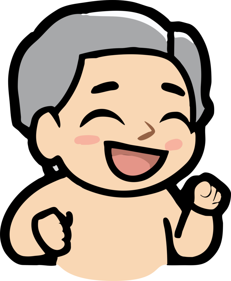 Old person feeling happy png graphic clipart design