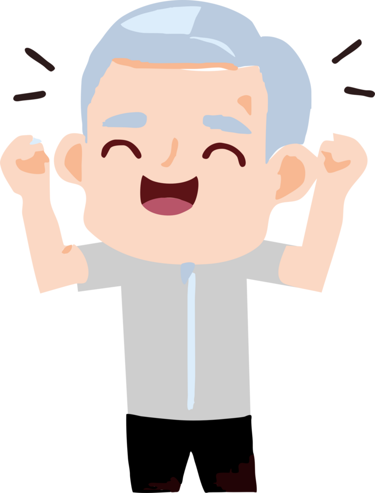Old person feeling happy png graphic clipart design
