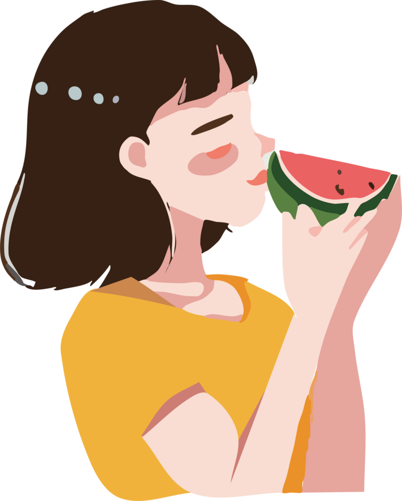 People is eating summer fruit png graphic clipart design