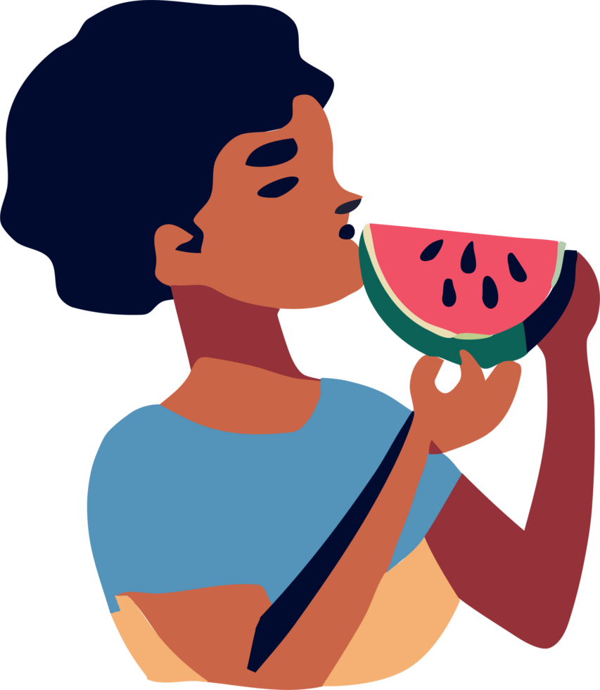 People is eating summer fruit png graphic clipart design