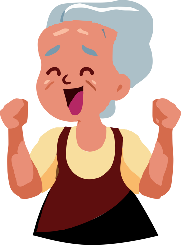 Old person feeling happy png graphic clipart design