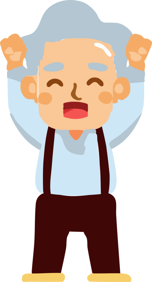Old person feeling happy png graphic clipart design