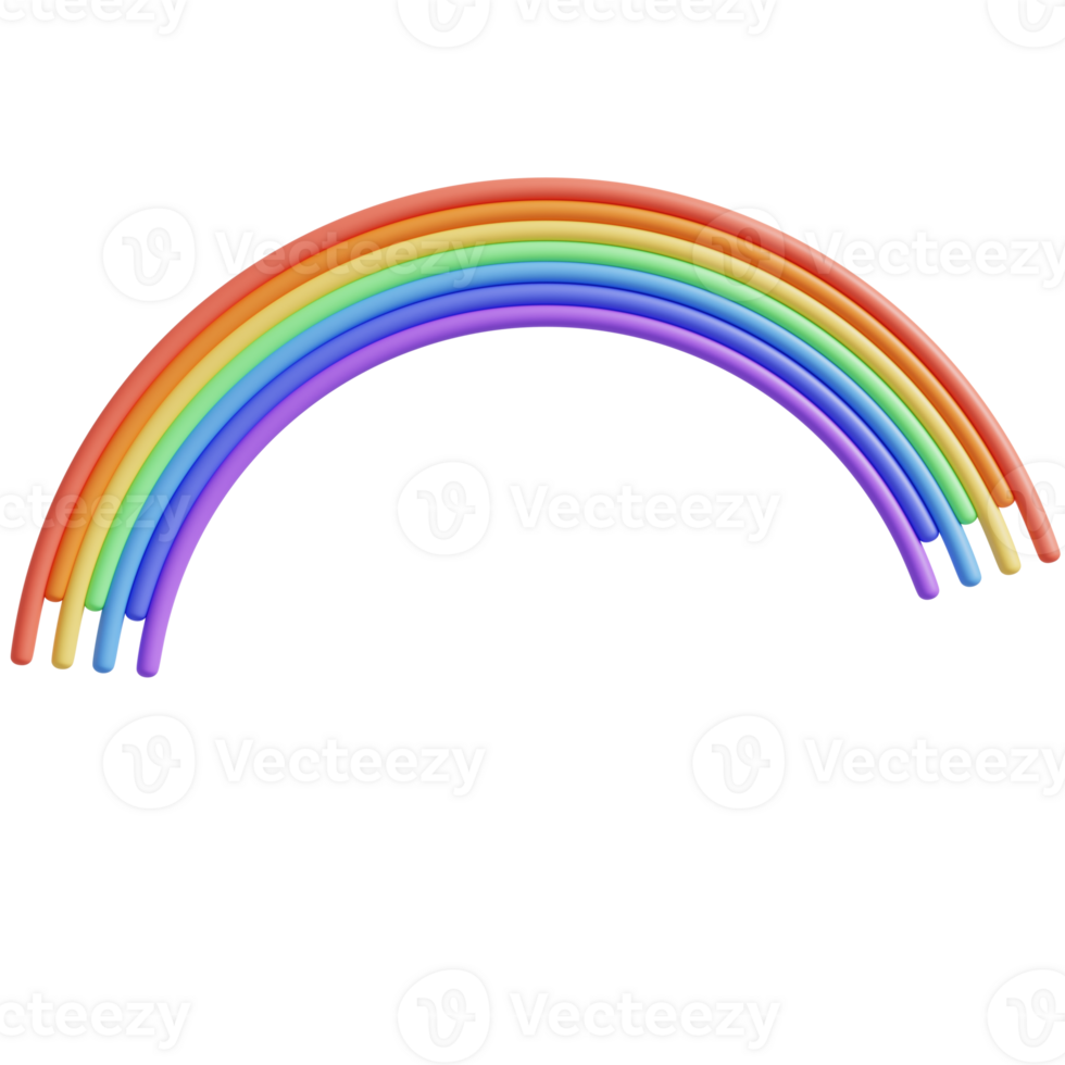 Rainbow with cloud cartoon .3d render illustration. png