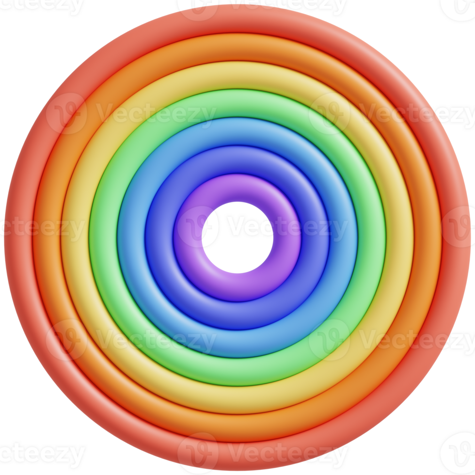 3D Rainbow with cloud and sun. 3d render illustration. png