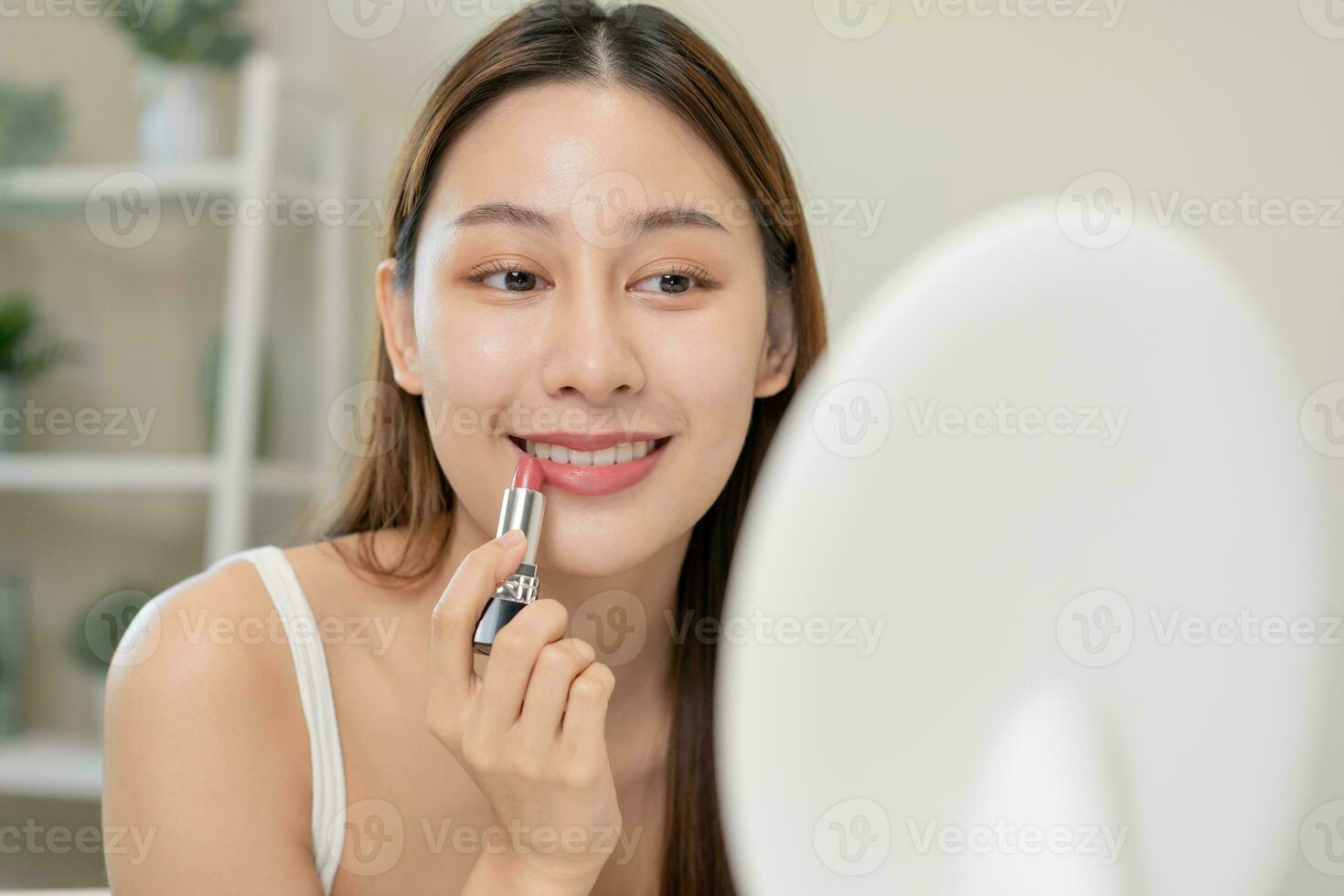 Skin care cosmetics concept, beautiful asian young woman, girl make up