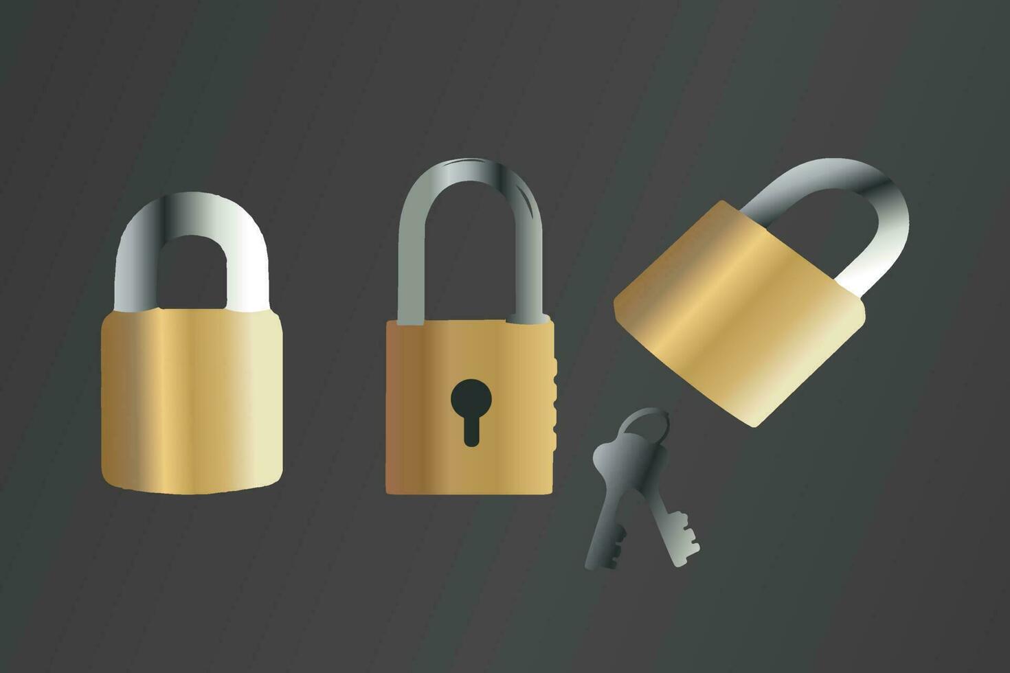 Gradient vector padlock and key ready for your design project