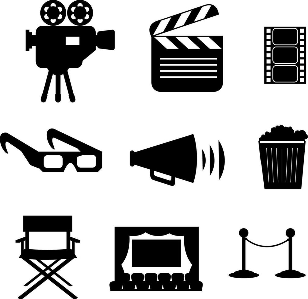 Set of different movie silhouette vector illustration