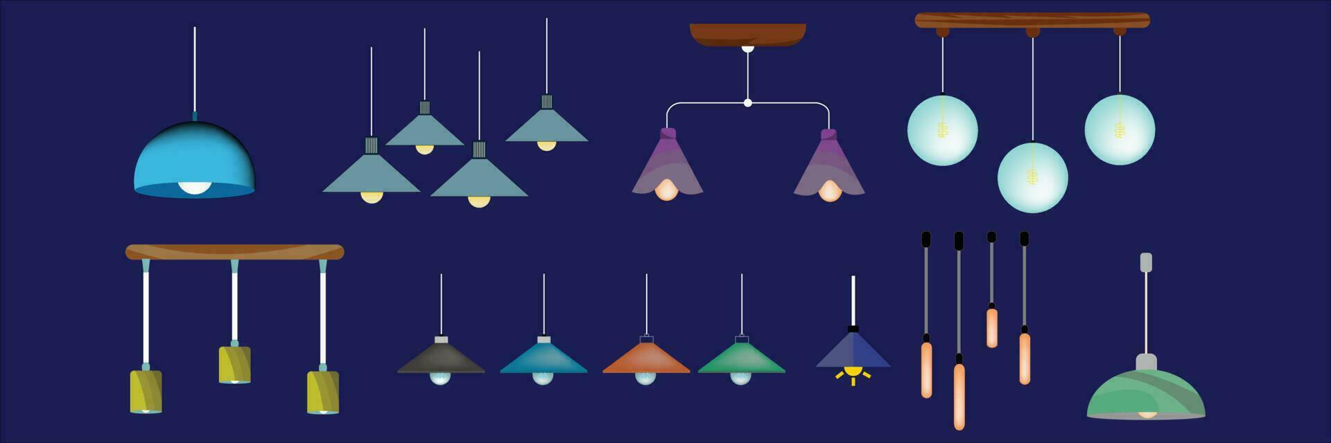 interior light set collection vector,  artwork, bulb illustration. vector