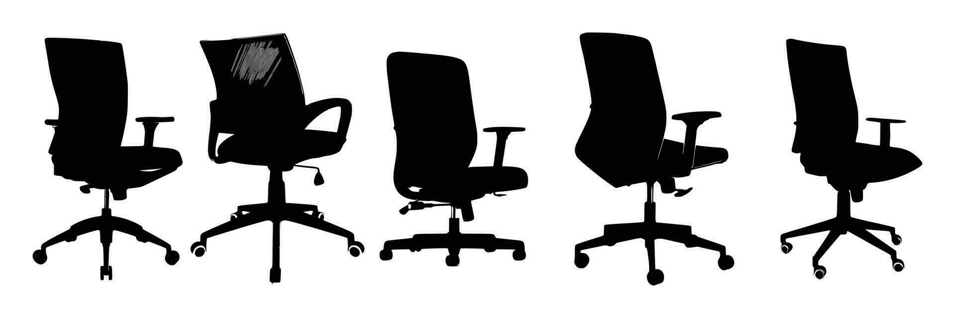 Five Office chairs silhouettes vector Design.