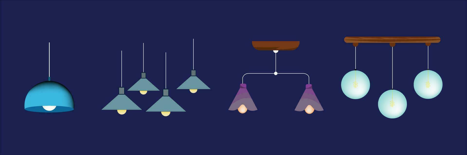 interior light set collection vector artwork