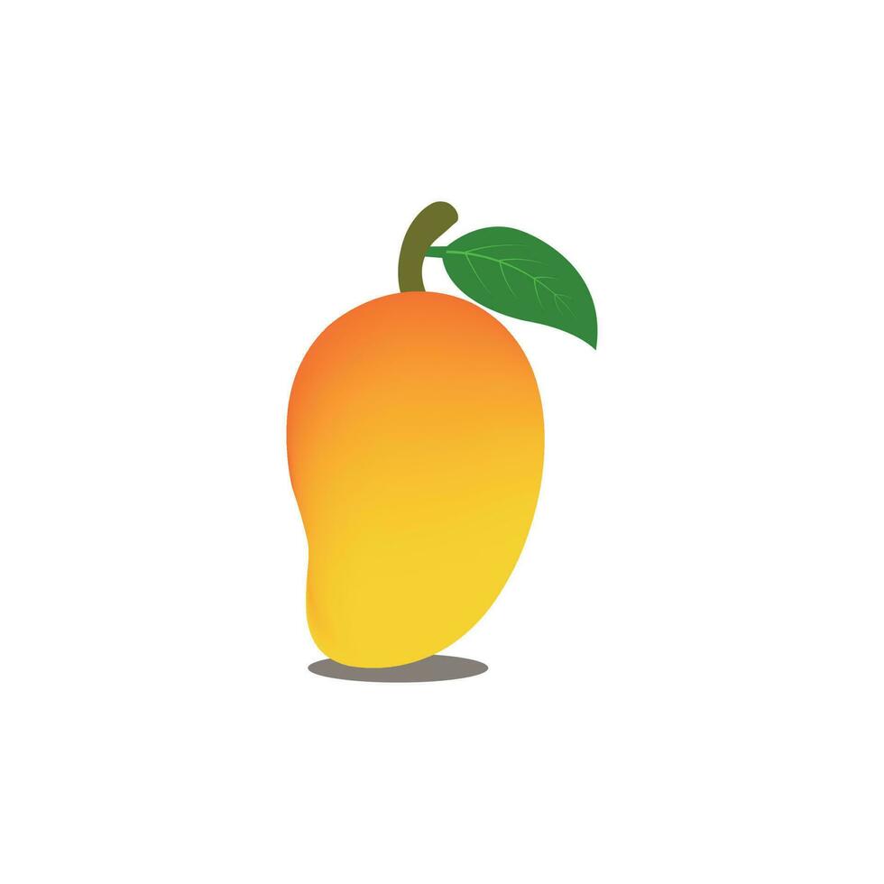 Fresco mango tropical Fruta con verde hoja y rebanadas vector ilustración