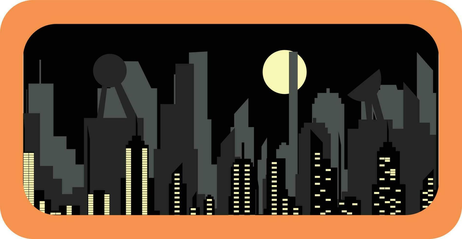 illustration vector graphic of urban city with skyscrapers in window view