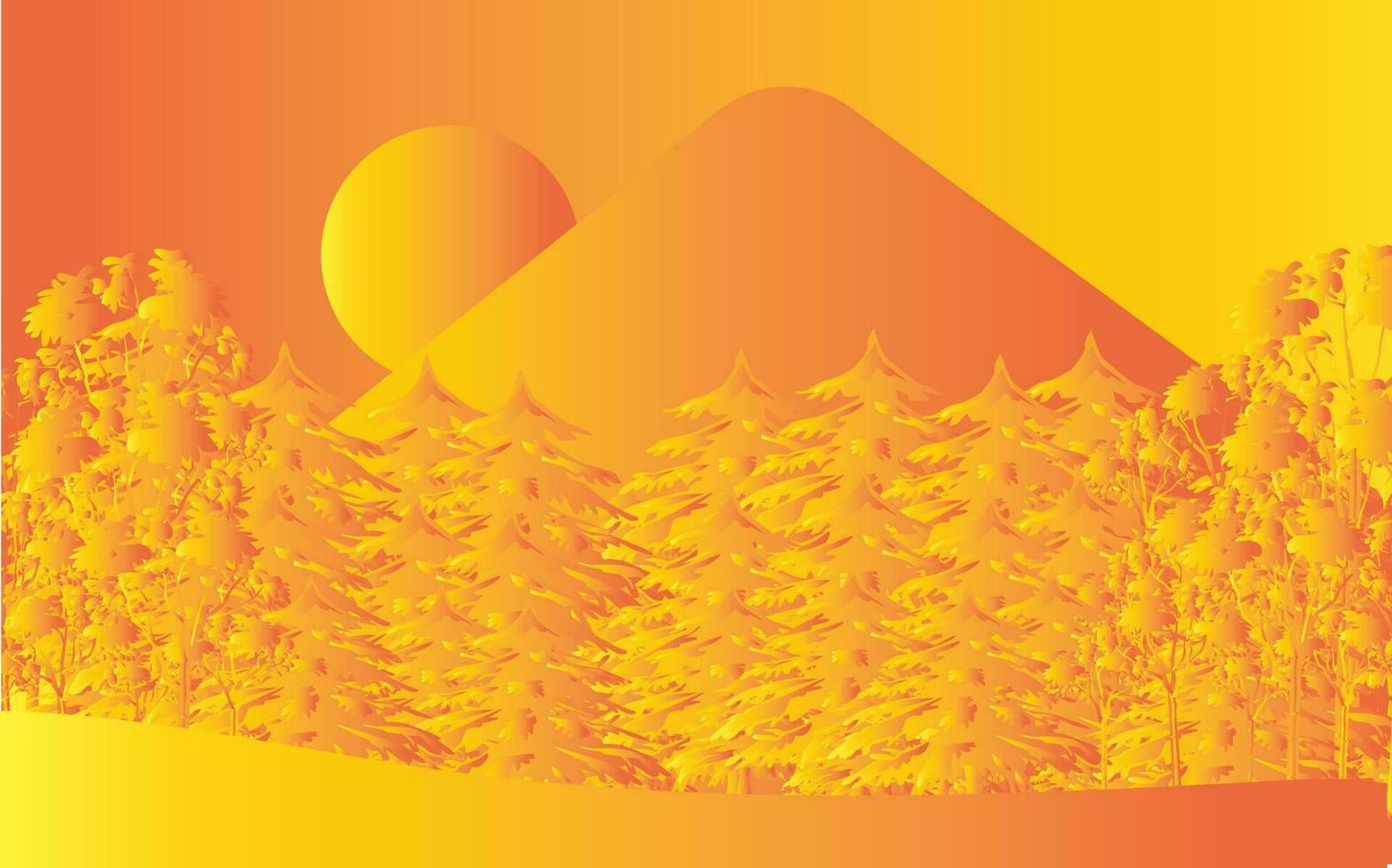 illustration vector graphic of mountains orange gradient